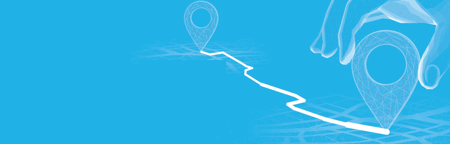 Hand placing a location pin at the end of a route